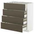 METOD / MAXIMERA Base cab 4 frnts/4 drawers, white/Havstorp brown-beige, 80x37 cm