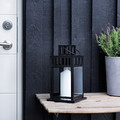 BORRBY Lantern for block candle, black in/outdoor black, 28 cm