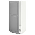 METOD High cabinet for fridge/freezer, white, Bodbyn grey, 60x60x140 cm