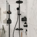 GoodHome Shower Door Hanger with Mesh Baskets, black