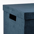 GJÄTTA Storage box with lid, velvet dark blue, 25x35x20 cm