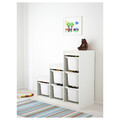 TROFAST Storage combination with boxes, white, white, 99x44x94 cm