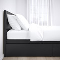 MALM Bed frame, high, w 2 storage boxes, black-brown, Lönset, 160x200 cm