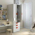 SMÅSTAD / PLATSA Wardrobe, white green/with 3 drawers, 60x57x181 cm