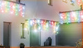 Christmas Curtain Lights In-/Outdoor 100 LED 9.6m, icicles, multicolour/cool white flash