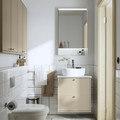 HAVBÄCK / TÖRNVIKEN Wash-stnd w drawers/wash-basin/tap, beige/white marble effect, 62x49x79 cm