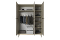 Wardrobe Nicole with Drawer Unit 150 cm, cashmere, gold handles and legs