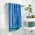 SLÅNHÖSTMAL Bath towel, bright blue/light blue striped, 70x140 cm