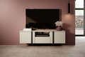 Wall-Mounted TV Cabinet Verica 150 cm, cashmere/black handles