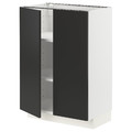 METOD Base cabinet with shelves/2 doors, white/Nickebo matt anthracite, 60x37 cm