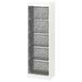 TROFAST Storage combination with boxes, white/dark grey, 46x30x145 cm