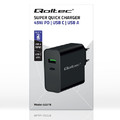 Qoltec Super Quick PD Charger EU Plug 1xUSB C, 1xUSB, 45W