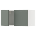 METOD Wall cabinet with 2 doors, white/Nickebo matt grey-green, 80x40 cm