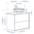 ÄNGSJÖN / LERSJÖN Wash-stnd w drawers/wash-basin/tap, oak effect/white marble effect, 82x49x79 cm