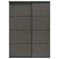 SKYTTA / MEHAMN Sliding door combination, black/double sided dark grey, 177x240 cm