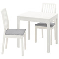 EKEDALEN / EKEDALEN Table and 4 chairs, white white/Ramna light grey, 80/120 cm