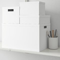 TJENA Storage box with lid, white, 18x25x15 cm