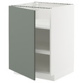 METOD Base cabinet with shelves, white/Nickebo matt grey-green, 60x60 cm