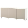 BESTÅ Storage combination with doors, white/Lappviken/Stubbarp light grey-beige, 180x42x74 cm