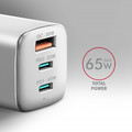 AXAGON Wall Charger EU Plug ACU-DPQ65W GaN 3xport 65W, white