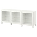 BESTÅ Storage combination with doors, white, Sindvik white, clear glass, 180x40x74 cm