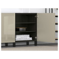 BESTÅ Storage combination with doors, black-brown, Selsviken high-gloss/beige, 180x40x74 cm