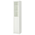 BILLY / OXBERG Bookcase with panel/glass door, white/glass, 40x42x202 cm