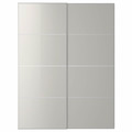HOKKSUND Pair of sliding doors, high-gloss light grey, 150x201 cm
