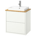 HAVBÄCK / ORRSJÖN Wash-stnd w drawers/wash-basin/tap, white/bamboo, 62x49x71 cm