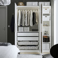 PAX / MISTUDDEN Wardrobe combination, white/grey patterned, 150x60x201 cm