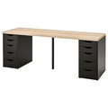 LAGKAPTEN / ALEX Desk, white stained oak effect/black-brown, 200x60 cm