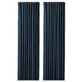 BLÅHUVA Block-out curtains, 1 pair, dark blue, 145x300 cm