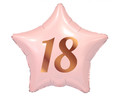 Foil Balloon Pink-Gold Star Number 18 Birthday 19" 44cm