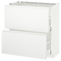 METOD / MAXIMERA Base cabinet with 2 drawers, white, Voxtorp matt white white, 80x37 cm