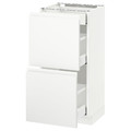 METOD / MAXIMERA Base cab with 2 fronts/3 drawers, white, Voxtorp matt white white, 40x37 cm