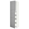 METOD / MAXIMERA Hi cab w 2 doors/4 drawers, white/Bodbyn grey, 60x60x220 cm