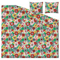 BRUKSVARA Duvet cover and 2 pillowcases, multicolour/floral pattern, 200x200/50x60 cm