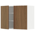 METOD Wall cabinet with shelves/2 doors, white/Tistorp brown walnut effect, 80x60 cm