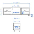 BESTÅ TV bench, white Glassvik/Selsviken/Ösarp light grey-blue, 180x42x48 cm