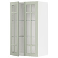 METOD Wall cabinet w shelves/2 glass drs, white/Stensund light green, 60x100 cm