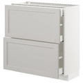 METOD/MAXIMERA Base cab with 2 fronts/3 drawers, white/Lerhyttan light grey, 80x37 cm