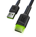 Green Cell Cable Ray USB-A - USB-C Green LED 200cm with support for Ultra Charge QC3.0 fast charging