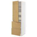 METOD / MAXIMERA Hi cab w shlvs/4 drawers/dr/2 frnts, white/Voxtorp oak effect, 60x60x200 cm