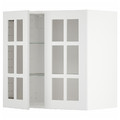 METOD Wall cabinet w shelves/2 glass drs, white/Stensund white, 60x60 cm