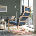 POÄNG Armchair, white stained oak veneer/Gunnared blue