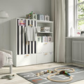 SMÅSTAD / PLATSA Storage combination, white black/white/stripe with 3 drawers, 120x42x123 cm