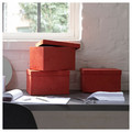 GJÄTTA Storage box with lid, velvet brown-red, 18x25x15 cm