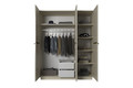 Wardrobe with Drawer Unit Nicole 150 cm, cashmere, gold handles