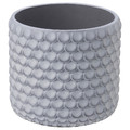 BÄCKDRÅG Plant pot, fish scale patterned/white grey, 12 cm