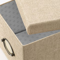 KVARNVIK Storage box with lid, beige, 18x25x15 cm